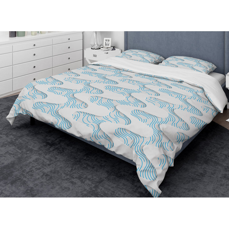 Ensemble de housse de couette designart ondulations, Housse de couette grand + 2 taies décoratives