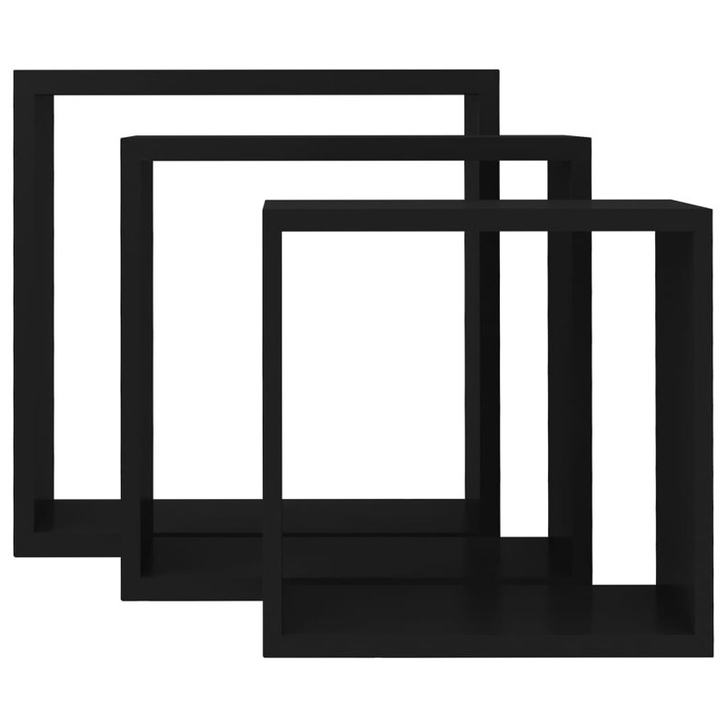 Arsula 3 Piece Wall Shelf Set, 30cm H x 30cm W x 10cm D, Black
