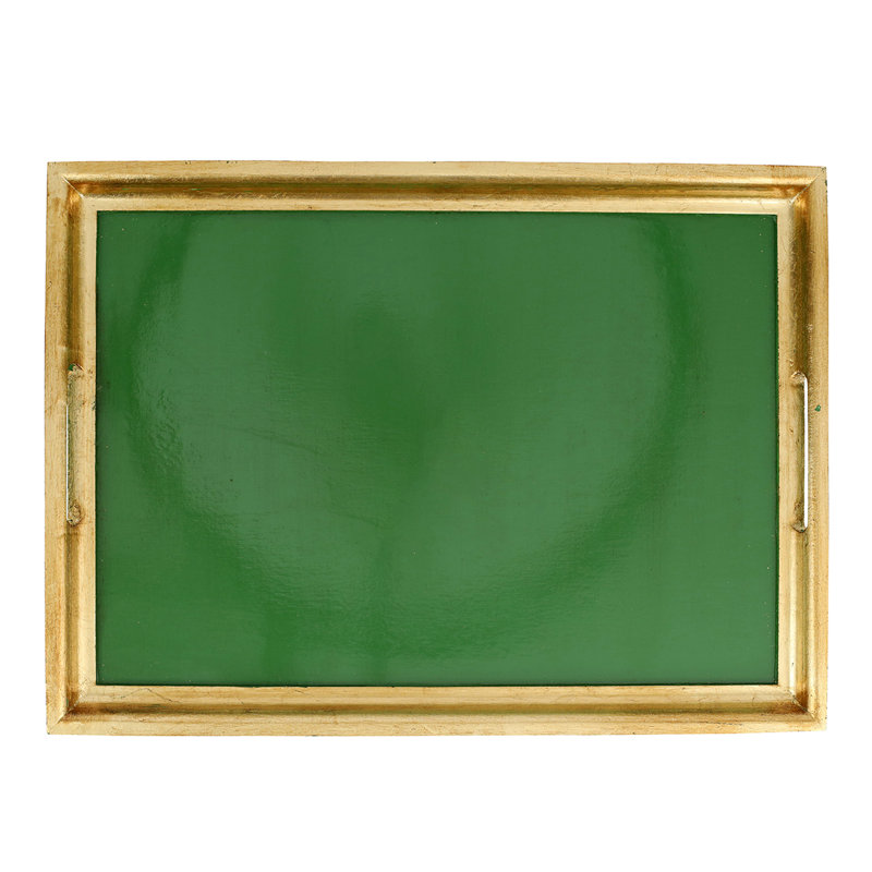 Plateau rectangulaire Florentine, Vert/doré, H 1,25 po x l 21,25 po x P 15,25 po - Grand