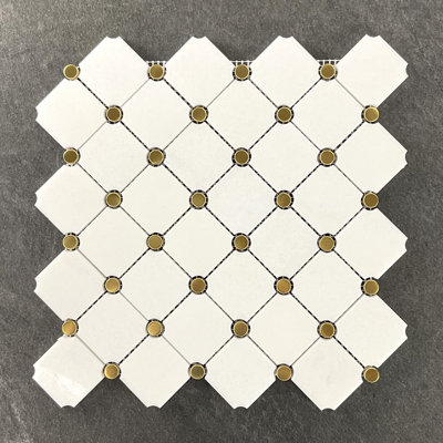 Diamond With Dot Marble Mosaic Tile