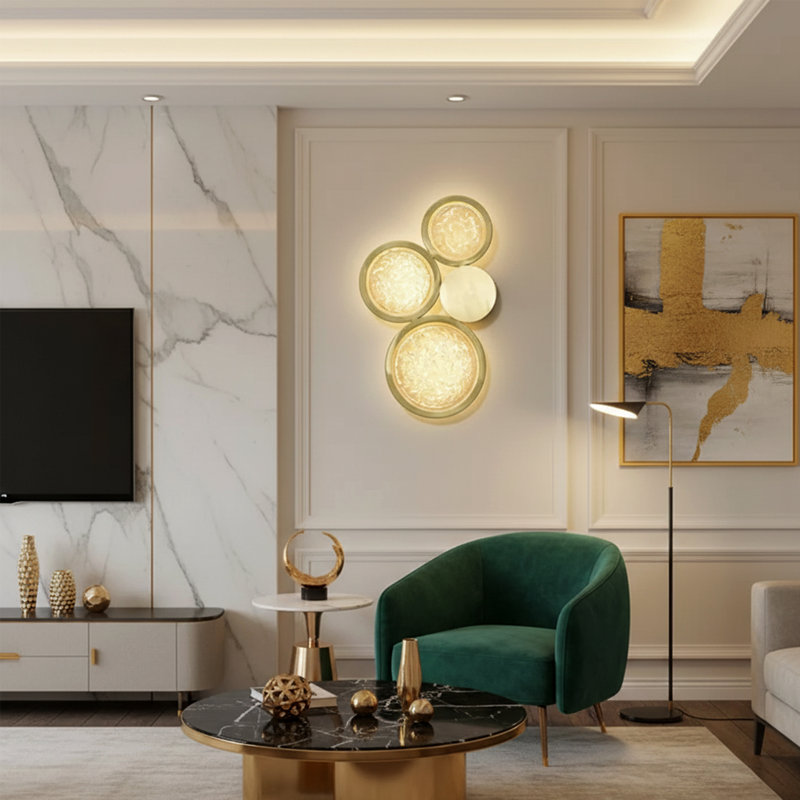 Brass Wall Sconce Lighting – Crystal and Brass Circles