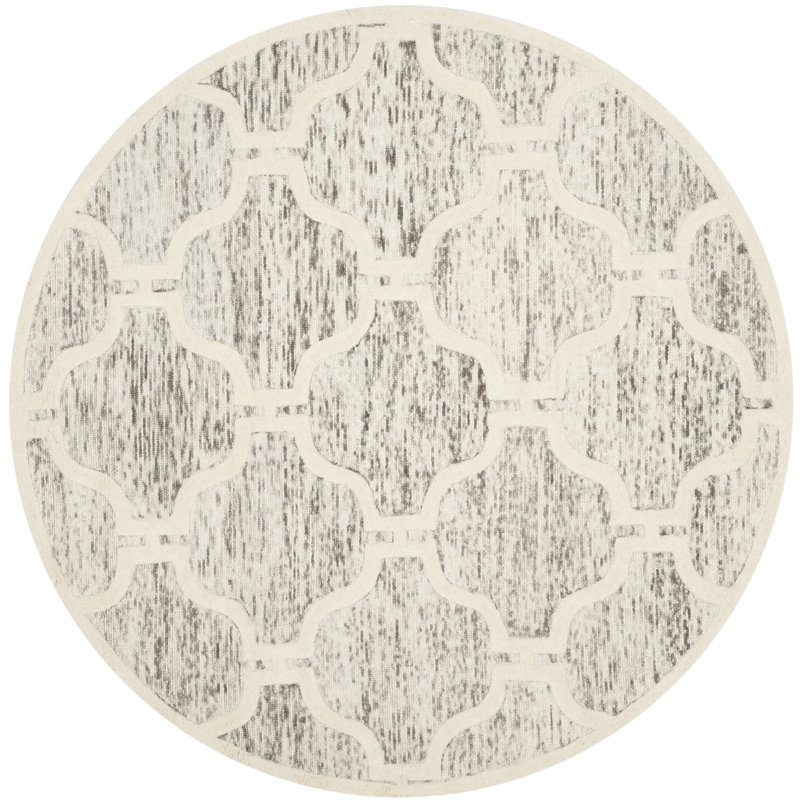 Angulay Hand Tufted Wool Geometric Rug, Round 6'