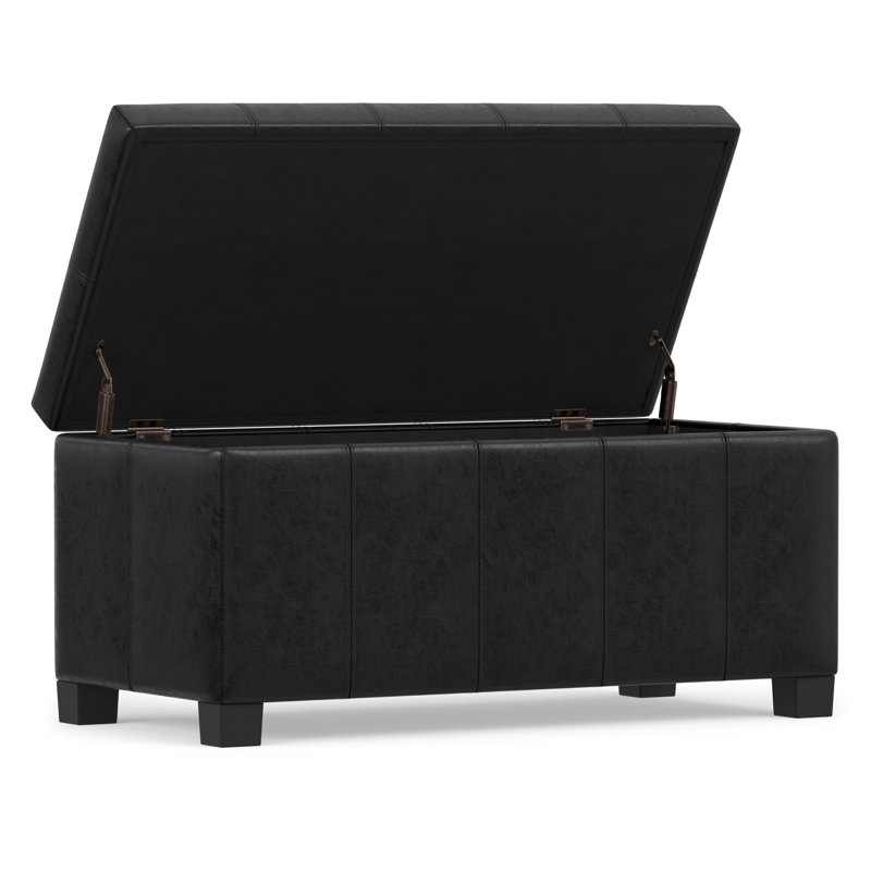 Repose-pieds rectangulaire avec rangement relevable Dover, Noir patiné