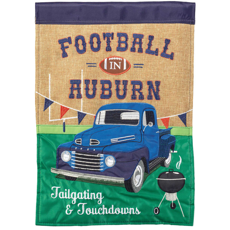 Drapeau de jardin en polyester 18 po x 13 po Alarico, Auburn, Bleu