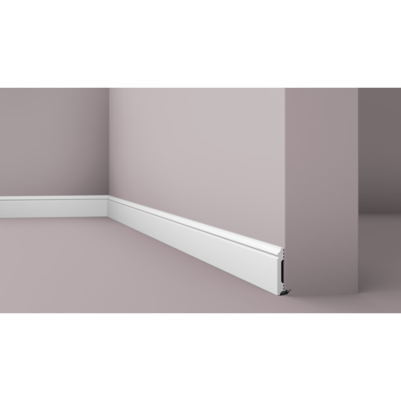 Plastic 8cm W x 244cm L Wall Base in White