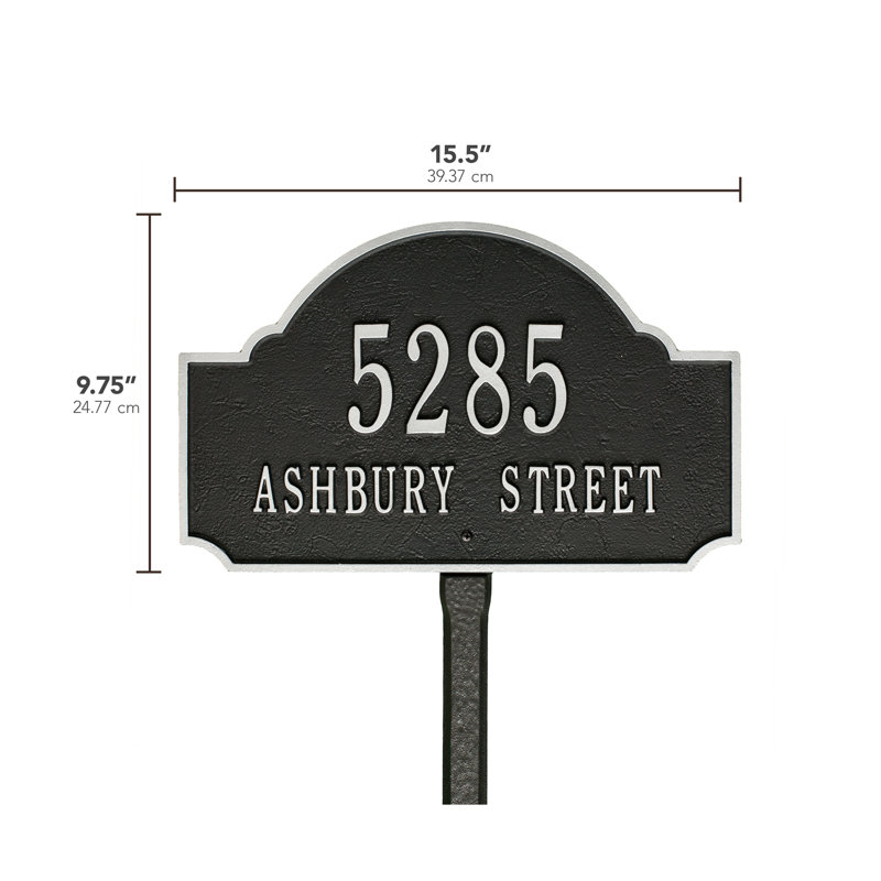 Fitzwilliams 2-Line Lawn Address Sign, Yes, Black/Silver