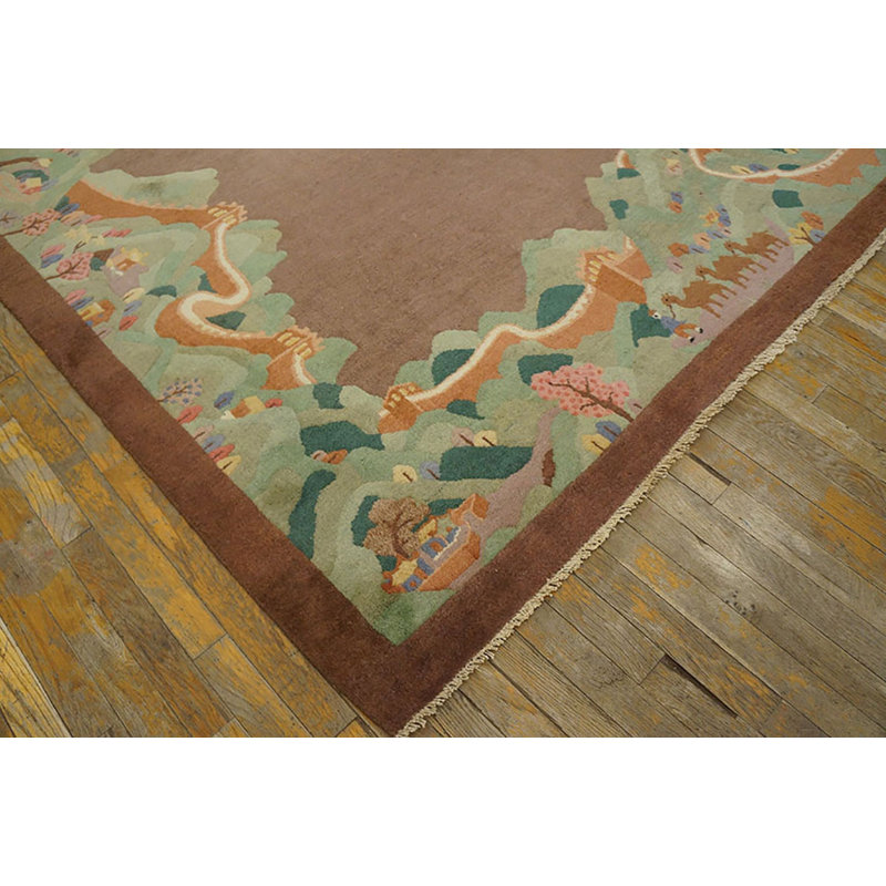 Tapis brun antique en laine noué à la main