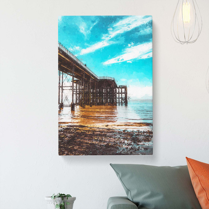 Penarth Pier Pavilion In Wales Abstract Art - Wrapped Canvas, 50cm H x 35cm W x 3cm D