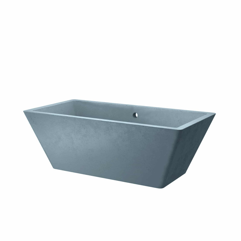 Mendocino NativeStone Concrete 66" x 34" Freestanding Soaking Bathtub, Ocean