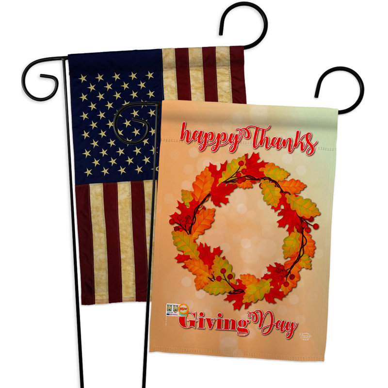 Double Sided 18.5 in. H x 13 in. W Polyester Thanksgiving Garden flag
