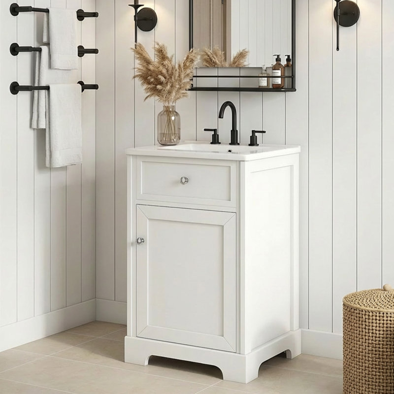 Meuble-lavabo simple 20 po avec lavabo, Blanc