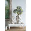 Vase en céramique blanc avec motif floral gris-1609066082