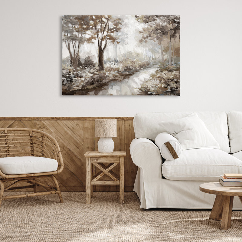 Art mural sur toile Misty Forest Stream, design par Nan, H 30 po x l 45 po