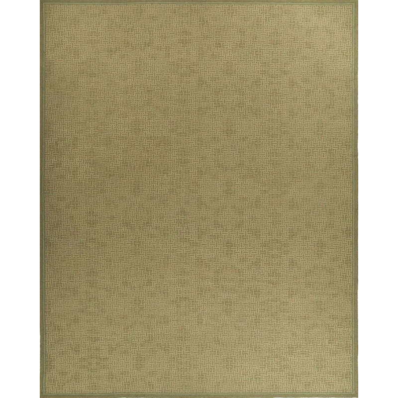 Tapis vert noué à la main de haute qualité, Rectangle 5 pi 11 po x 8 pi 11 po