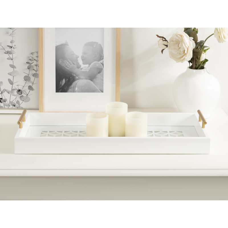 Magalia Narrow Rectangle Serving Tray, White, 24" W x 10" D