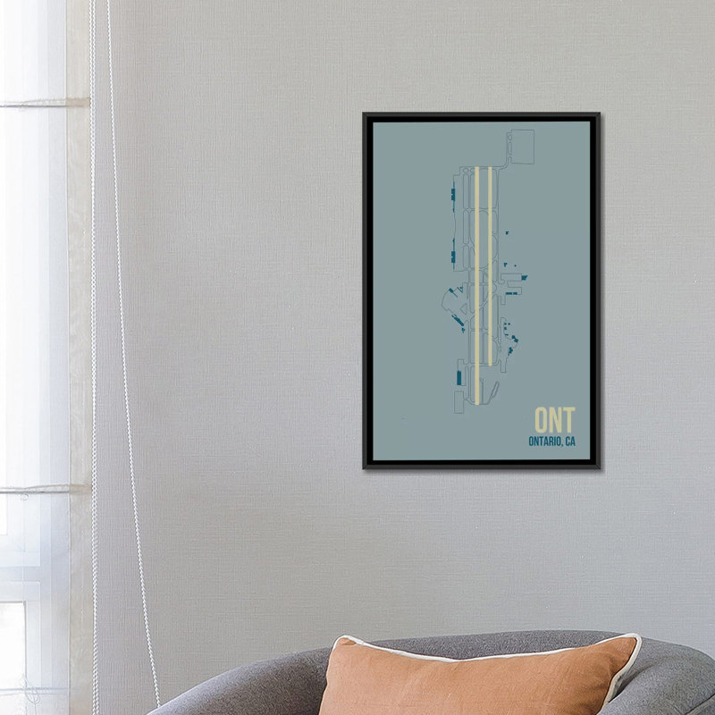 "Schéma de l'aérogare", "Ontario", impression sur toile, H 26 po x l 18 po x P 1,5 po, Toile avec cadre noir, Pas de tapis