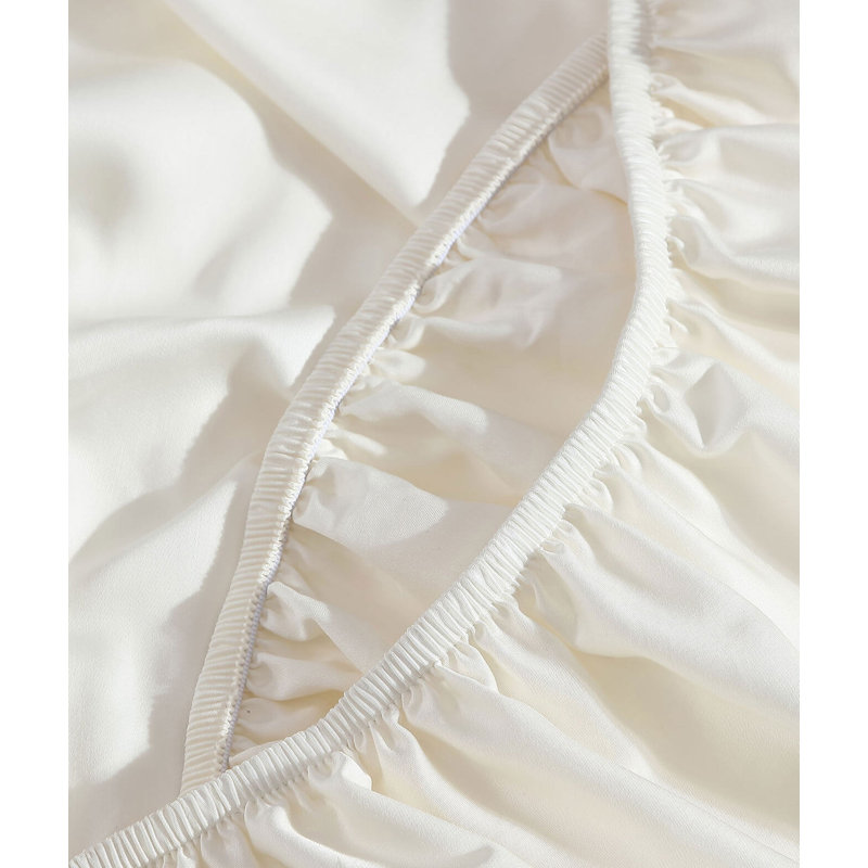 Natural Premium Bamboo Machine Woven Fitted Sheet, King / Cal King Fitted Sheet, Off White