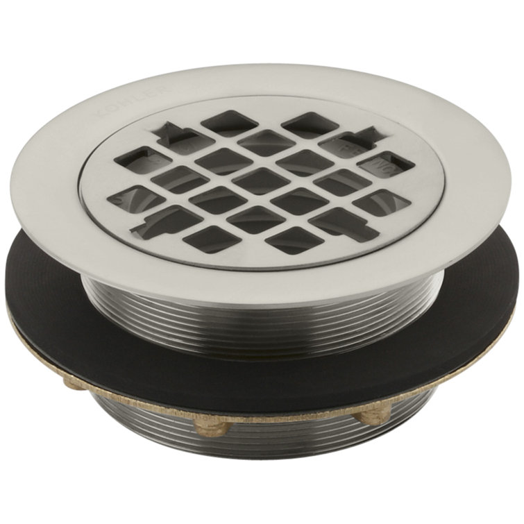 KOHLER Round Brass Shower Drain for Use with Plastic Pipe, Gasket Included in Polished Chrome