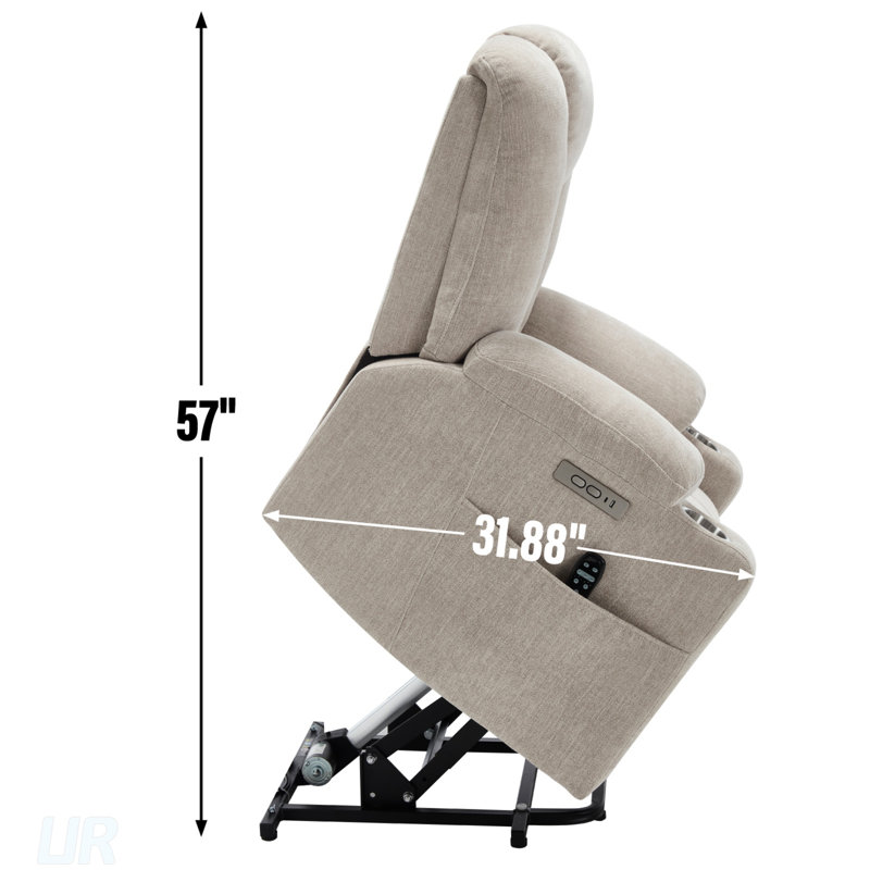 Power Lift Recliner Chair With Massage And Heat For Elderly, Overstuffed Wide Recliners, Heavy Duty Motion Mechanism With USB And Type C Ports, 2 Steel Cup Holders