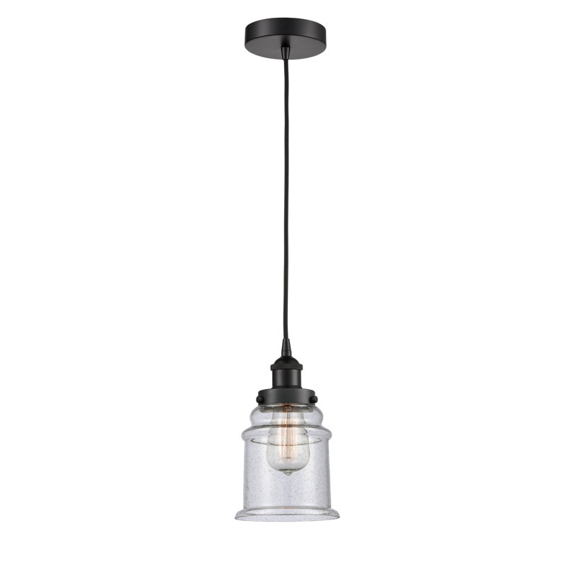Luminaire suspendu cylindrique à 1 lumière Amiriya, H 11 po x l 6 po x P 6 po, Noir mat