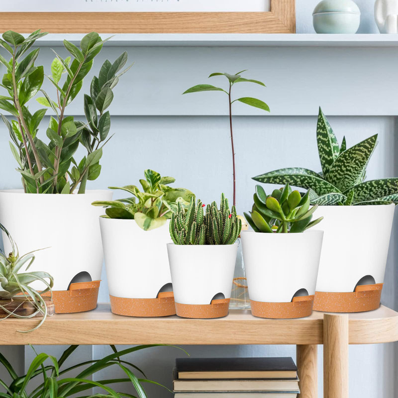Pots à plantes avec trou de drainage, Blanc