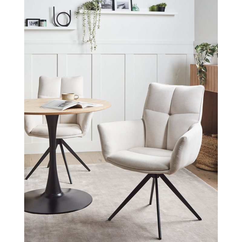 Dining Chair Swivel CORBIE Fabric, White