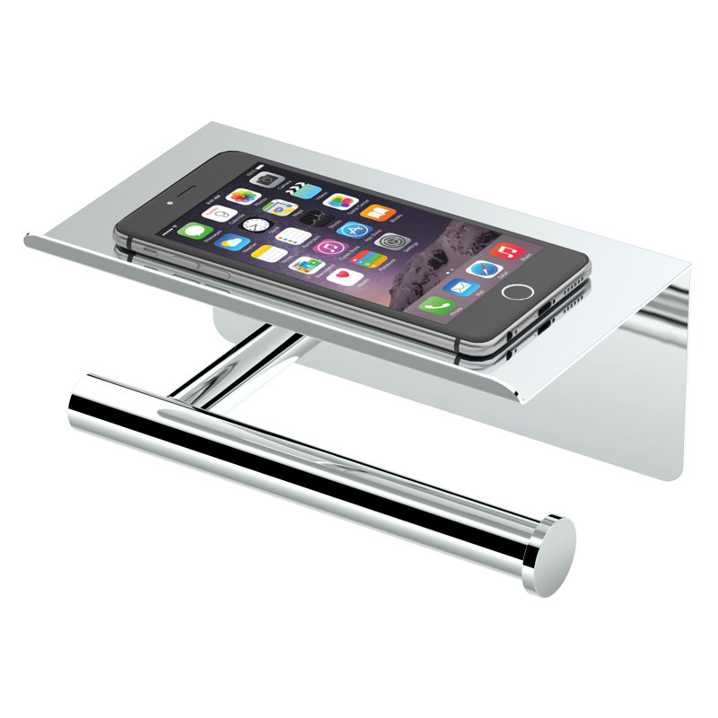 Latitude II Wall Mount Toilet Paper Holder with Shelf, Chrome