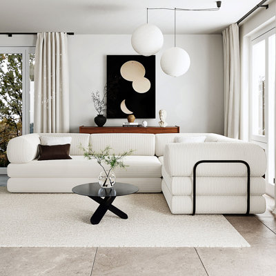 L-Shaped Modular Convertible Sofa Bed