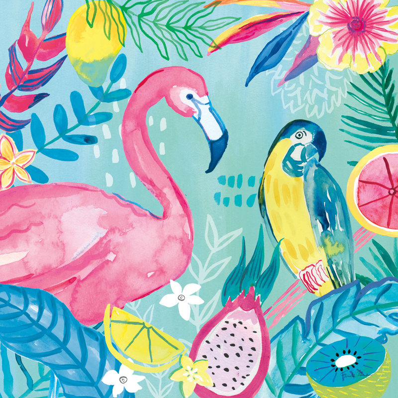 Flamants roses fruités IV, H 36 po x l 36 po