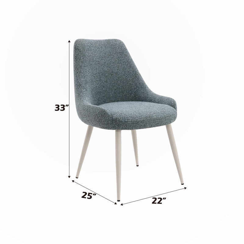 Chaise sans accoudoirs Laela en bleu Boucle et blanc (ensemble de 2), 1