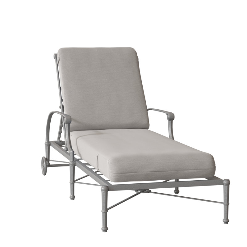 Delphi 32'' Outdoor Aluminum Chaise Lounge, Pewter, Impact Vapor Gray Sunbrella®