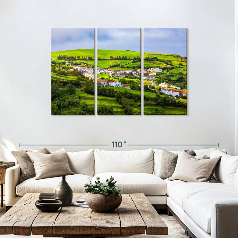 Vue aérienne des Açores, H 48 po x l 74 po