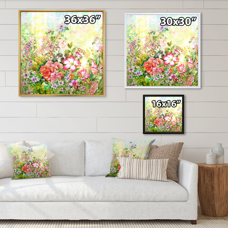 Fleurs de printemps élégantes de ferme VI - Peinture, H 36 po x l 36 po x P 1,5 po, Cadre flottant noir