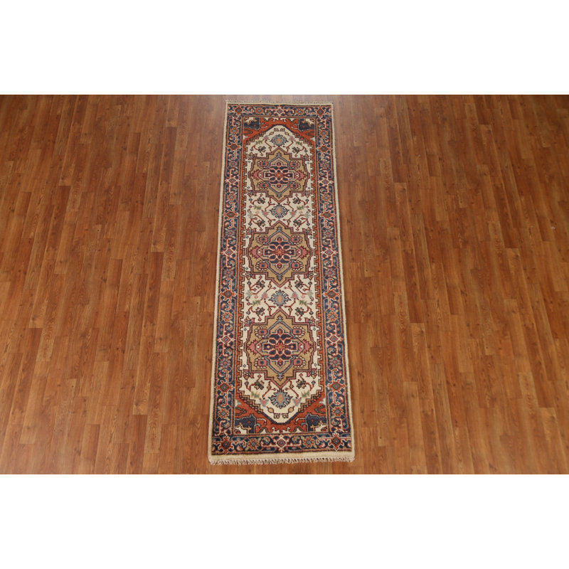Tapis de couloir géométrique ivoire traditionnel 3 x 8