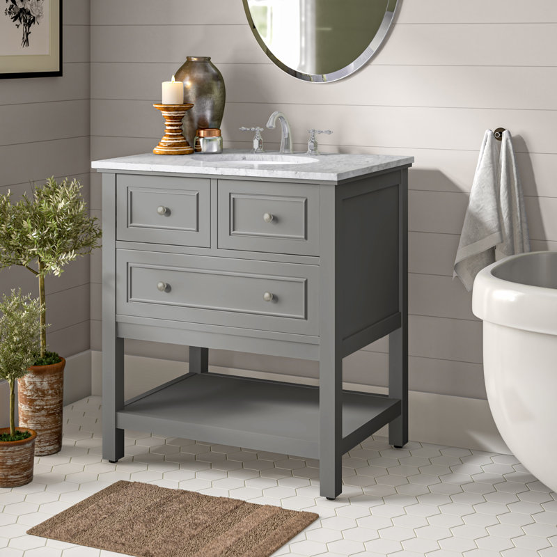 Ensemble de meuble-lavabo simple 30 po Bonsai, gris