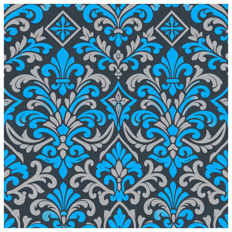 Housses de couette à motif damassé bleu-gris, Twin