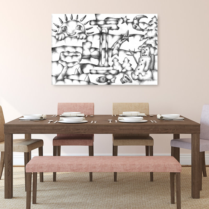 Whimsical Winter World Whimsical Abstract Contemporary Fish Landscape Nature Wall Art Print 1 Piece Wrapped Canvas Wall Art