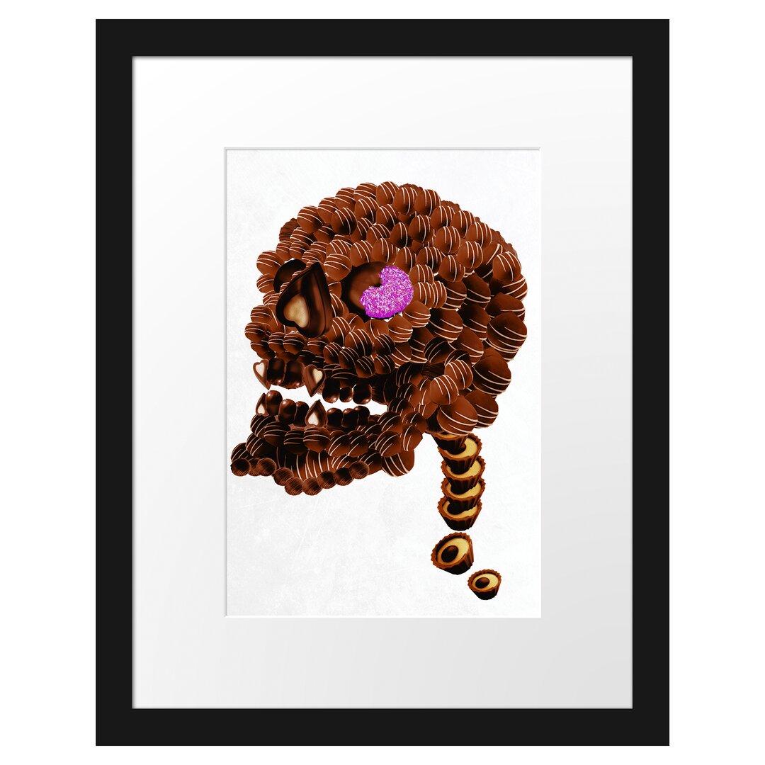 Gerahmtes Poster Chocolate Skull White