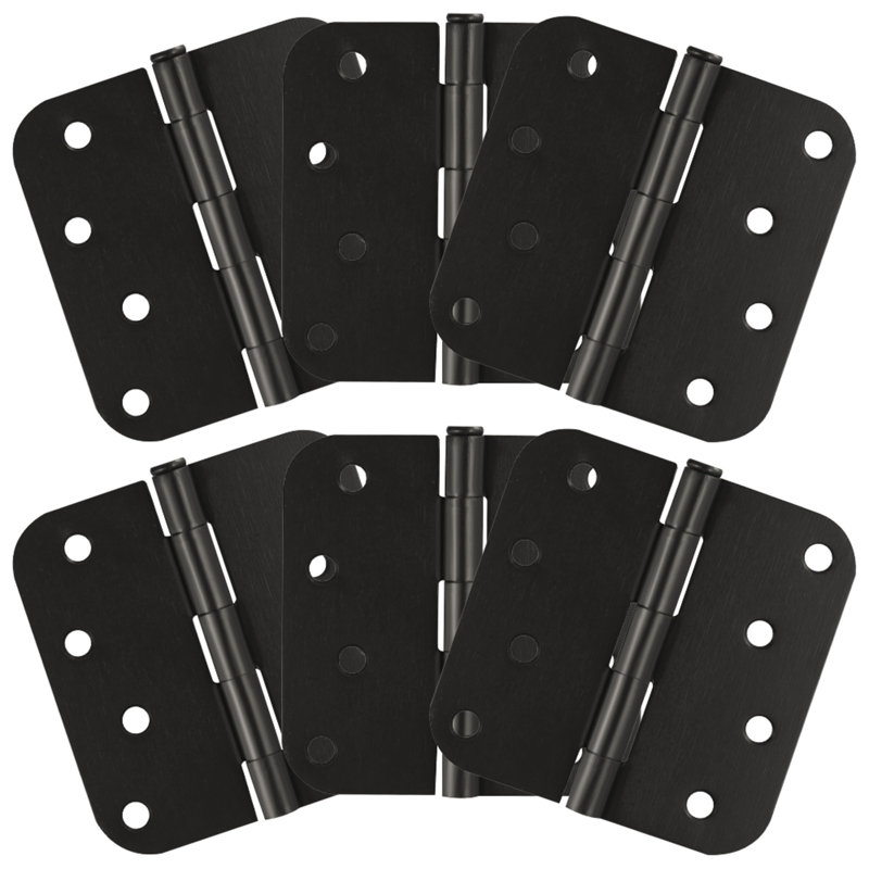 4-inch x 4-inch Oil Rubbed Bronze Steel Door Hinges, 6-Pack