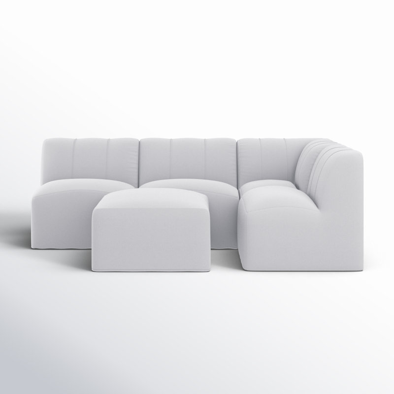 Praia 96" Sunbrella® Outdoor Sofa with Ottoman, Canvas White Sunbrella® Canvas