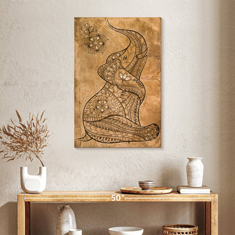 " Boho Vintage Elephant ", 36" H x 24" W x 1.25" D