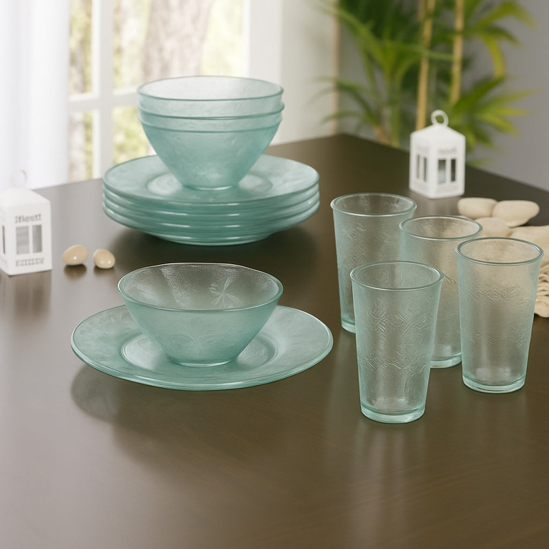 Ensemble de soupe et salade côtière en verre recyclé 12 pièces French Home