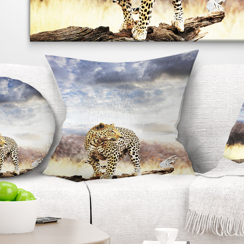 Oreiller en ciel africaine leopard, 18 po x 18 po, Coussin décoratif