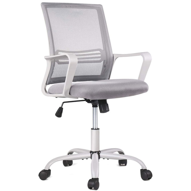 Polyester Blend Task Chair, White, Gray