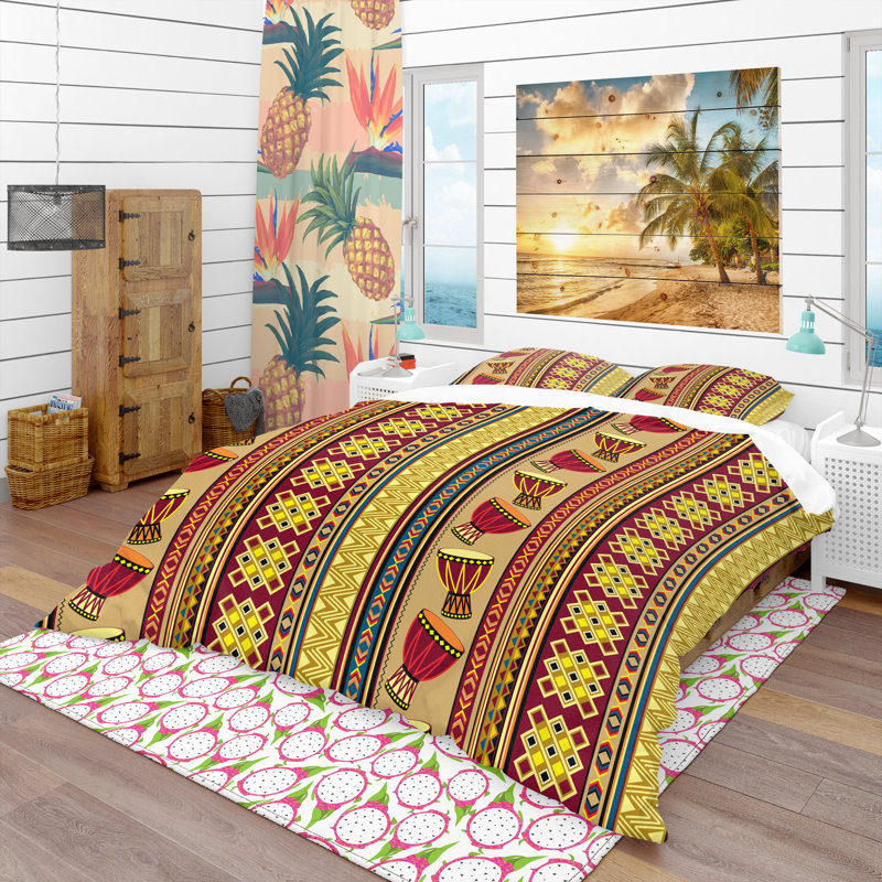 Ensemble de housse de couette tropical, Housse de couette très grand + 2 taies décoratives