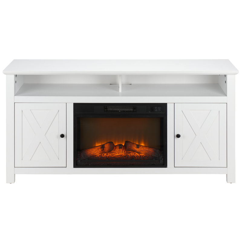 Cliff 2 Door Wood Fireplace, White