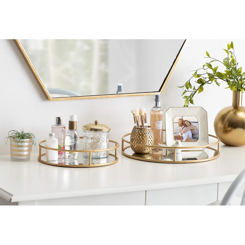 Modern Glam Metal Nesting Trays | Decorative Round Shape With Handles And Mirror Surface