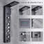 Black LED Shower Panel Column Tower Stainless Steel Rain Body Jets Set Mixer Tap