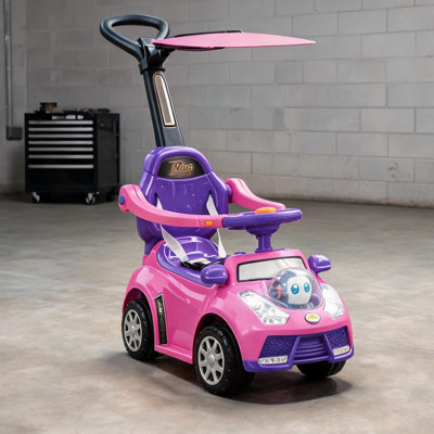 Poussette d'extérieur pour bébé avec rose, noir, rangement et structure en métal