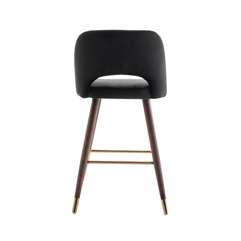 Tabouret de bar en velours Loganville, Noir